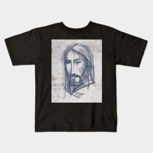 Jesus Christ Face ink digital illustration Kids T-Shirt